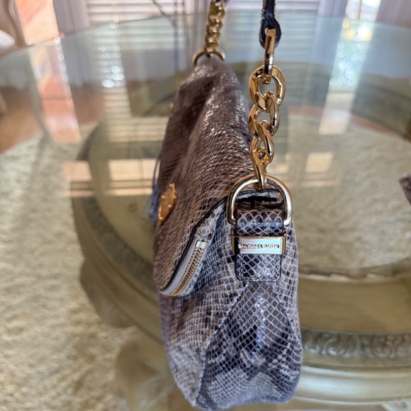 Michael Kors Bedford Crossbody Shoulder Bag Leather Python Embossed Handbag - Picture 3 of 14